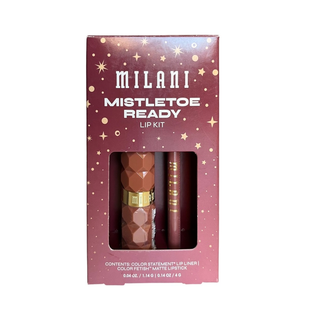 Milani Mistletoe Ready Lip Kit Nude Pleasure New In Box Matte Lipstick Liner Set